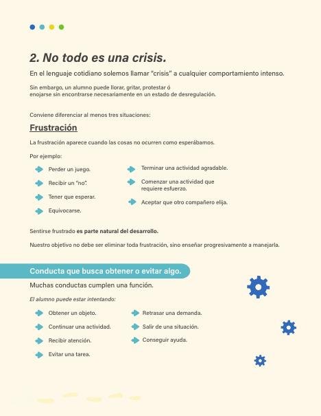 Página 4 de la guía: sección No todo es una crisis, con ejemplos de frustración